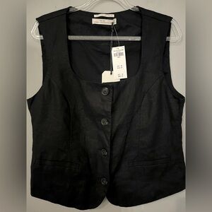 ABERCROMBIE & FITCH LINEN COLLECTION BUTTON THROUGH VEST NWT